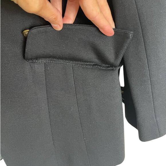 Neiman Marcus Double Breasted Blazer Stretch Black Women's 10 Classic Academia - Picture 10 of 15